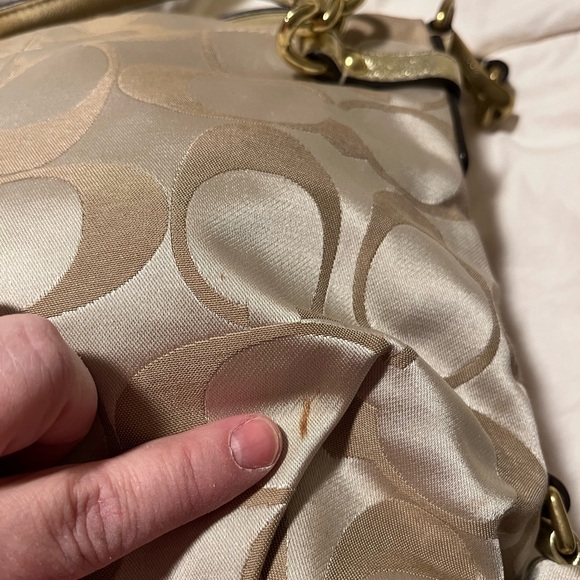 Coach Brooke Sateen Signature Shoulder Bag in khaki and gold - Picture 5 of 10